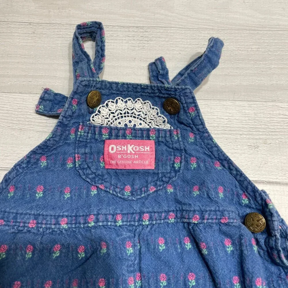 Vintage‎ OshKosh B'Gosh Floral Baby Overalls With Footies 3/6 months